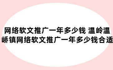 网络软文推广一年多少钱 温岭温峤镇网络软文推广一年多少钱合适